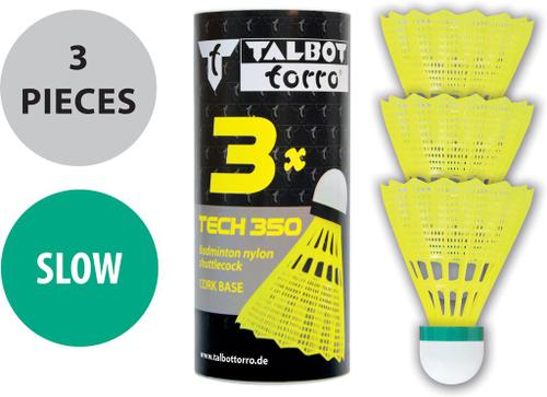 Talbot-Torro Badmintonball Tech 350, Nylonfederball, 3er Dose - in Gelb